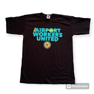 SEUI Airport Workers United T Shirt Short Sleeve Black Adult XL 2XL